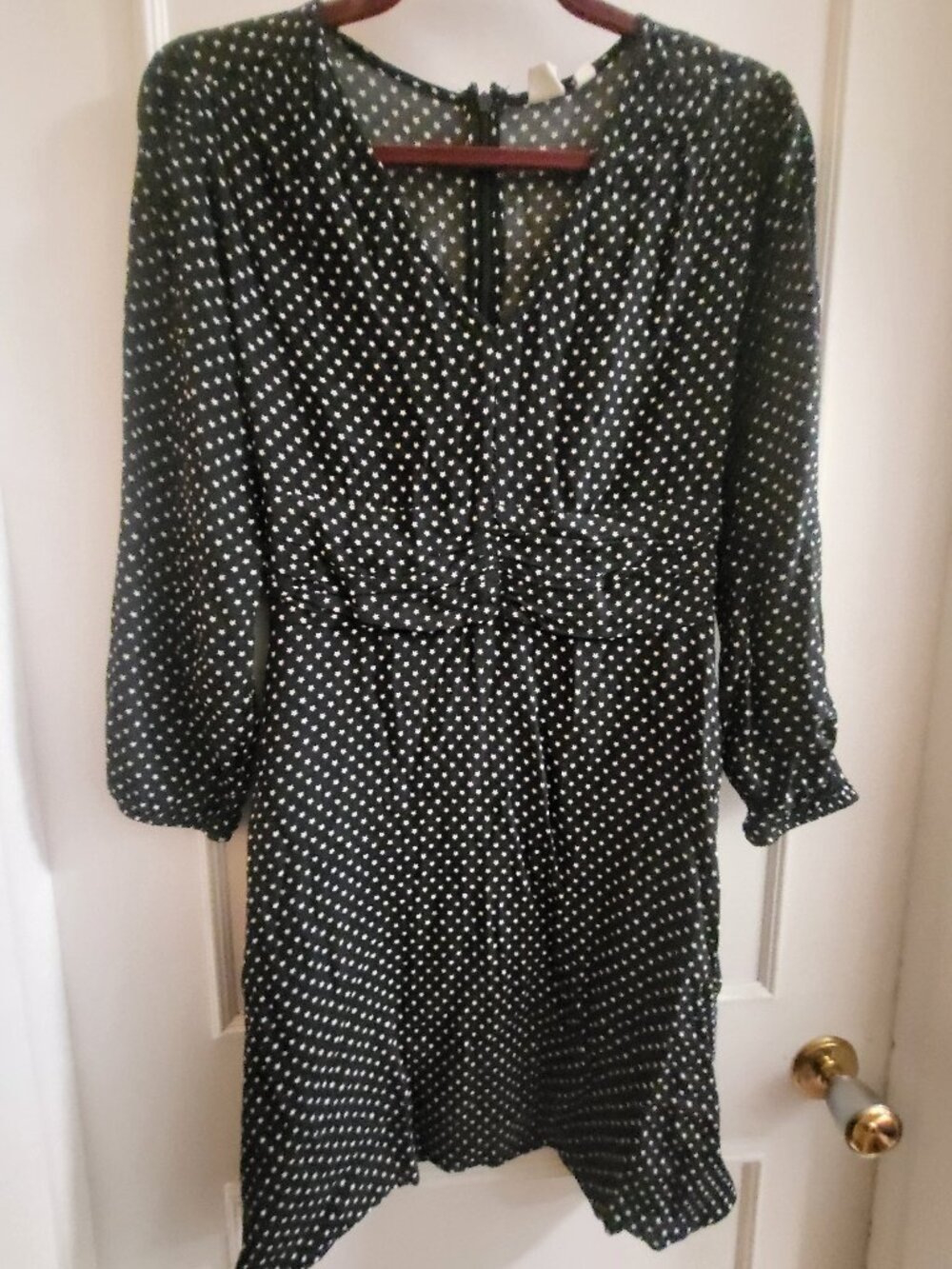 Gap Black Star Print Fit & Flare Long Sleeve Dress - Size 4